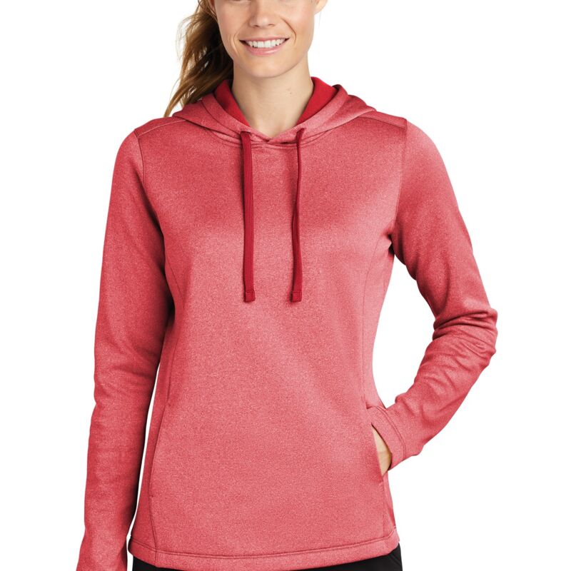 Ladies PosiCharge ® Sport Wick ® Heather Fleece Hooded Pullover Thumbnail
