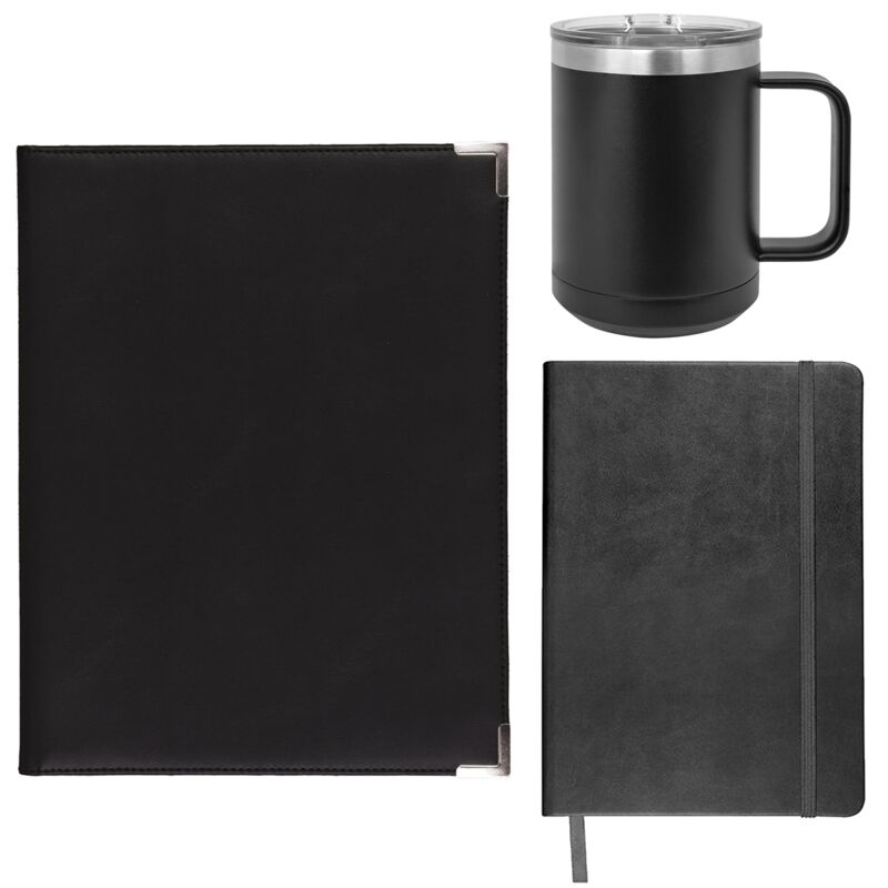 Faux Leather Portfolio + 5" x 8" Journal + 15oz Travel Mug  Thumbnail